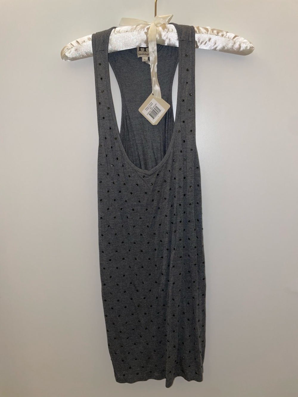Haute hippie charcoal heather grey tank top sz l